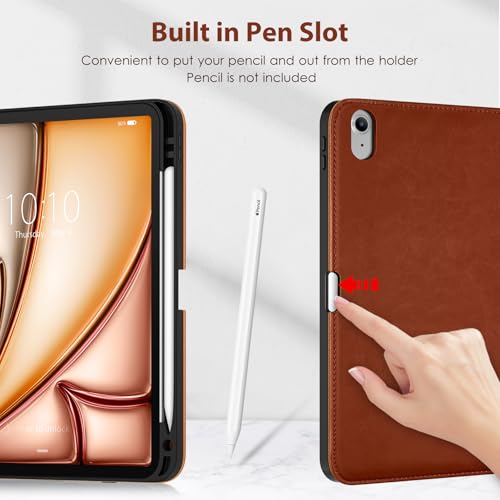 Image of DTTO Keyboard Case for iPad Air 11 Inch M4 /M3 /M2 2026 /2025 /2024, iPad Air 5th /4th Gen 10.9-Inch, 7 Colors Backlit Wireless Detachable Folio Keyboard Cover with Pencil Holder & Pocket, Brown