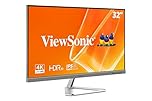 ViewSonic VX3276-4K-MHD 32 Inch 4K UHD Monitor with Ultra-Thin Bezels, HDR10 HDMI and DisplayPort for Home and Office