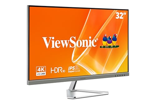 ViewSonic VX3276-4K-MHD 32 Inch 4K Monitor, IPS Display with HDR10 and Eye Care Technology for Ultimate Home and Office Entertainment, Ultra-Thin Bezels...