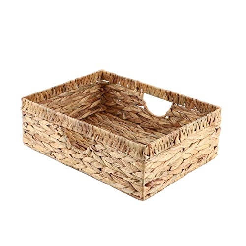 YAHUAN Water Hyacinth Storage Baskets, Hand-Woven Baskets with Built-in Handles Wicker Baskets for Organizing Storage Baskets for Bedroom,Living room,Pantry(Original)