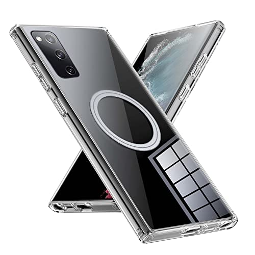 Fanbiya for Galaxy S20 FE Magnetic Case 5G Compatible with Magsafe Charger Crystal Ultra Slim Fit Bumper Shockproof 360°Full Body Protection with Airbag Cover (Clear)
