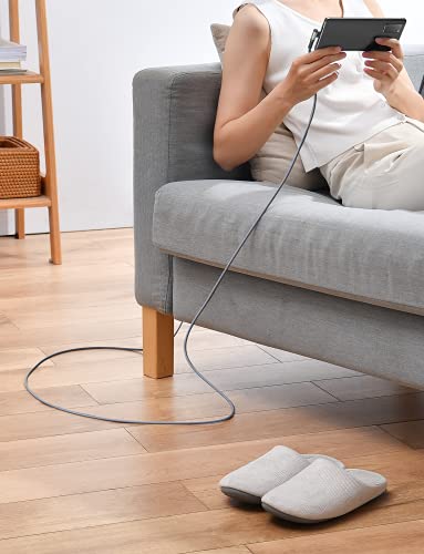 Image of AINOPE USB C to USB C Cable 60W, 16.4ft USB Type C Cable Right Angle, Compatible with Samsung Galaxy S21 S20, Note 20 Ultra 10 9 8, MacBook Air /Pro 13'', iPad mini 6 /Pro /Air 2020 (16.4FT, Grey)