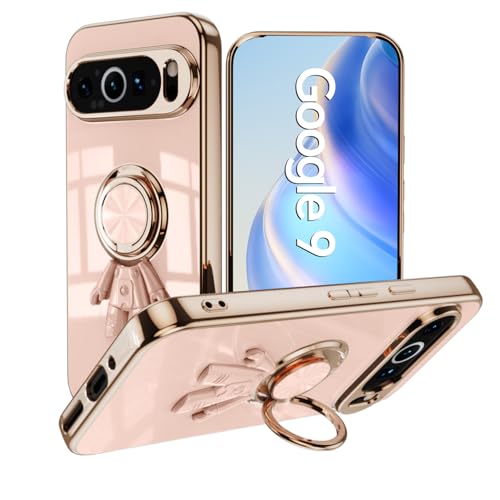 Coque fine TPU souple Google Pixel 9A 5G béquille astronaute rose clair