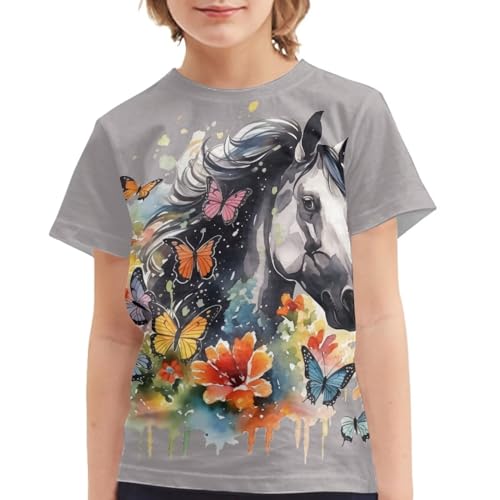 Yuuxorilu Kids Short Sleeve Sports Graphic T-Shirt Size 3-16 Pullover Tees Summer Cool Funny Shirts