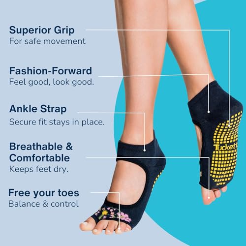 Image of Dazzling Noir Open-Toe Non-Slip Grip Socks for Barre & Yoga - Tucketts Allegro