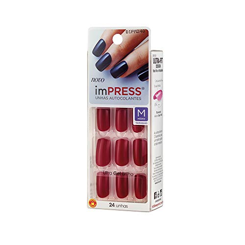 KISS NEW YORK Unhas Autocolantes Impress Color Médio Message Me Kiss New York Pacote De 24