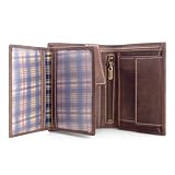 Fa.Volmer ® Portfel skórzany męski z ochroną RFID - stabilne szwy, skóra bycza - brązowy lub czarny, 12,5 x 2,0 x 9,5 cm, Klasyczny