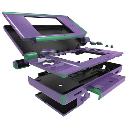 Image of eXtremeRate Replacement Full Housing Shell for Nintendo DS Lite, Custom Handheld Console Case Cover with Buttons, Screen Lens for Nintendo DS Lite NDSL - Chameleon Green Purple