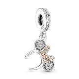 H.ZHENYUE Mickey S925 Sterling Silver Charm Pendant Dangle Beads for Bracelet Necklace Rose Gold Min