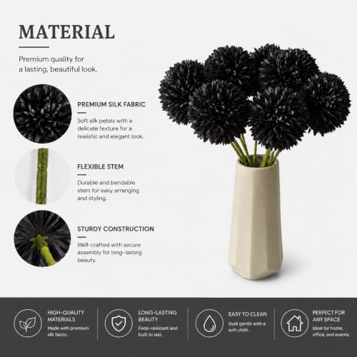 Image of Mandy's 12pcs Artificial Black Ball Chrysanthemum Flowers