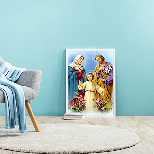 123 Life Christian Holy Family Wall Art Blessed Mother Virgin Mary With Baby Jesus And St Joseph Canvas Print Poster For Living Room Bedroom No Frame(12X18In/30X45Cm) #TOP1