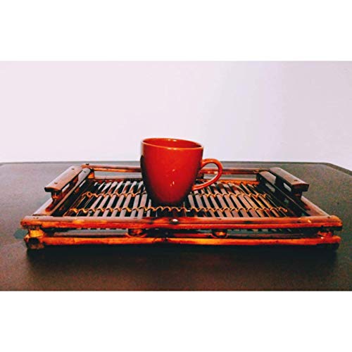 HM Services Wooden Tray with Handles - Great for Dinner Trays, bar Tray, Breakfast Tray, or Any Food Tray - Good for Parties or Bed Tray (Small)