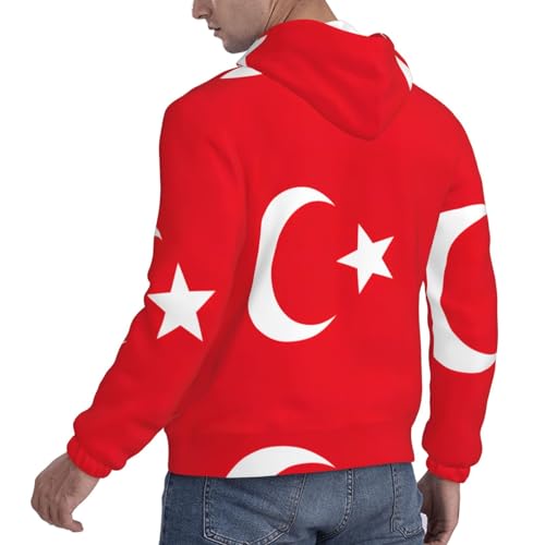 nanger Flag Of Turkey Print Men'S Casual Hooded Sweatshirt, Thin Fleece Long Sleeve Hoodie Pullover With Pocket4