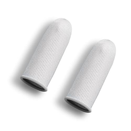 Weilifang 1 Paar Gaming Fingerspitzen Handschuhe für Handyspiele, schweiß und kratzfeste Ärmel, Weiß Cover