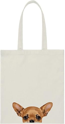 Vista 127 de WIRESTER Bolsa de lona para mujeres y niñas, bolsa de playa, comestibles y viajes, lindo perro