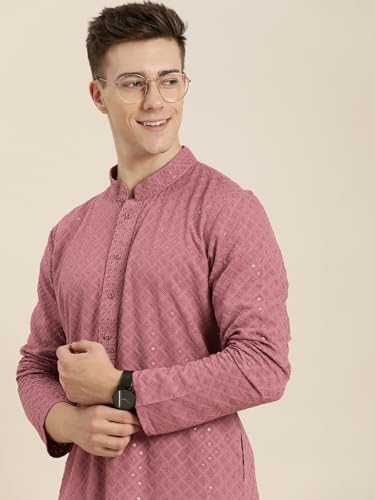 Image of Amazon Brand - Tavasya Men Rayon Blend Embroided Regular Kurta