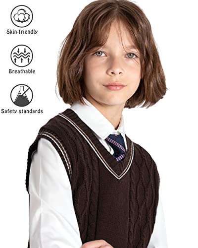 Image of JSTEX Boys Sweater Vest 100% Cotton Kids Uniform Vest V-Neck Sleeveless Knit Pullover for Boy Girls Toddler Size 4-14