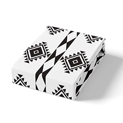 Erosebridal Black And White Geometric Duvet Cover,Geometry Square Plaid Pattern Comforter Cover Set For Kids Boys Girls Teens,Geometric Aztec Bedding Set Full Size For Home Room Decor,Black White #TOP28