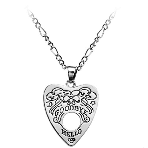 Ouija Board Planchette Necklace Pendant Ghost Spirit Haunted Planchette Sabrina Witch Cute Devil Halloween Witchcraft Goth Emo w/ Gift Box Satan Spooky Toy (Style 1)