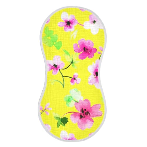 Watercolor Blossom Yellow Burp Cloths for Babies Burp Rag Cotton Spit Up Rag for Baby Newborns Girl2