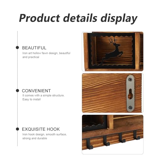 Étagère murale en fer noir bois marron support rangement cuisine