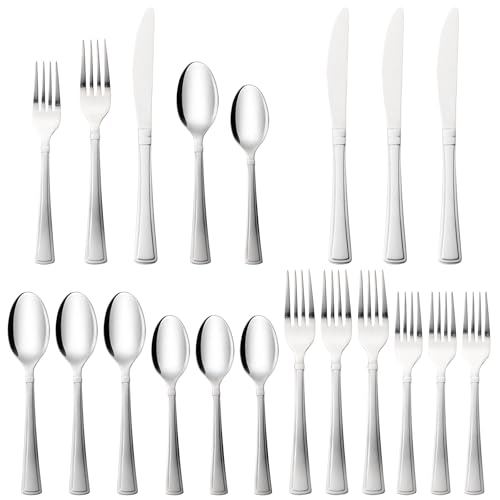 Alata Moss 20 Piece Silverware Set Service for 4,Premium Stainless Steel Flatware, Mirror Polished Cutlery Utensil Set,Durable Tableware Set,Include Fork Knife Spoon Set,Dishwasher Safe Alata Moss 20 Piece Silverware Set Service for 4,Premium Stainless Steel Flatware, Mirror Polished Cutlery Utensil Set,Durable Tableware Set,Include Fork Knife Spoon Set,Dishwasher Safe