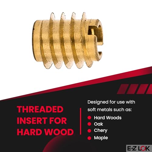 Image of E-Z LOK Knife Threaded Insert for Hard-Wood, Brass Thread Inserts 8-32 Internal Threads, 0.375 inch Length Pack of 25