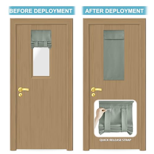 Image of RYB HOME Door Curtains for Small Windows, Room Darkening Sides Heavy Duty Vertical Door Blinds /Shades Full Privacy for Patio Window, 1 Panel, Sage Green W12 x L40