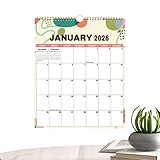 Calendario 2026 - Planificador Mensual De Pared Para 12 Meses | Planificador Diario Decorativo,Para Escuela Oficina Familia Niños Profesores Adultos Trabajo Estudio Preparación De Comidas
