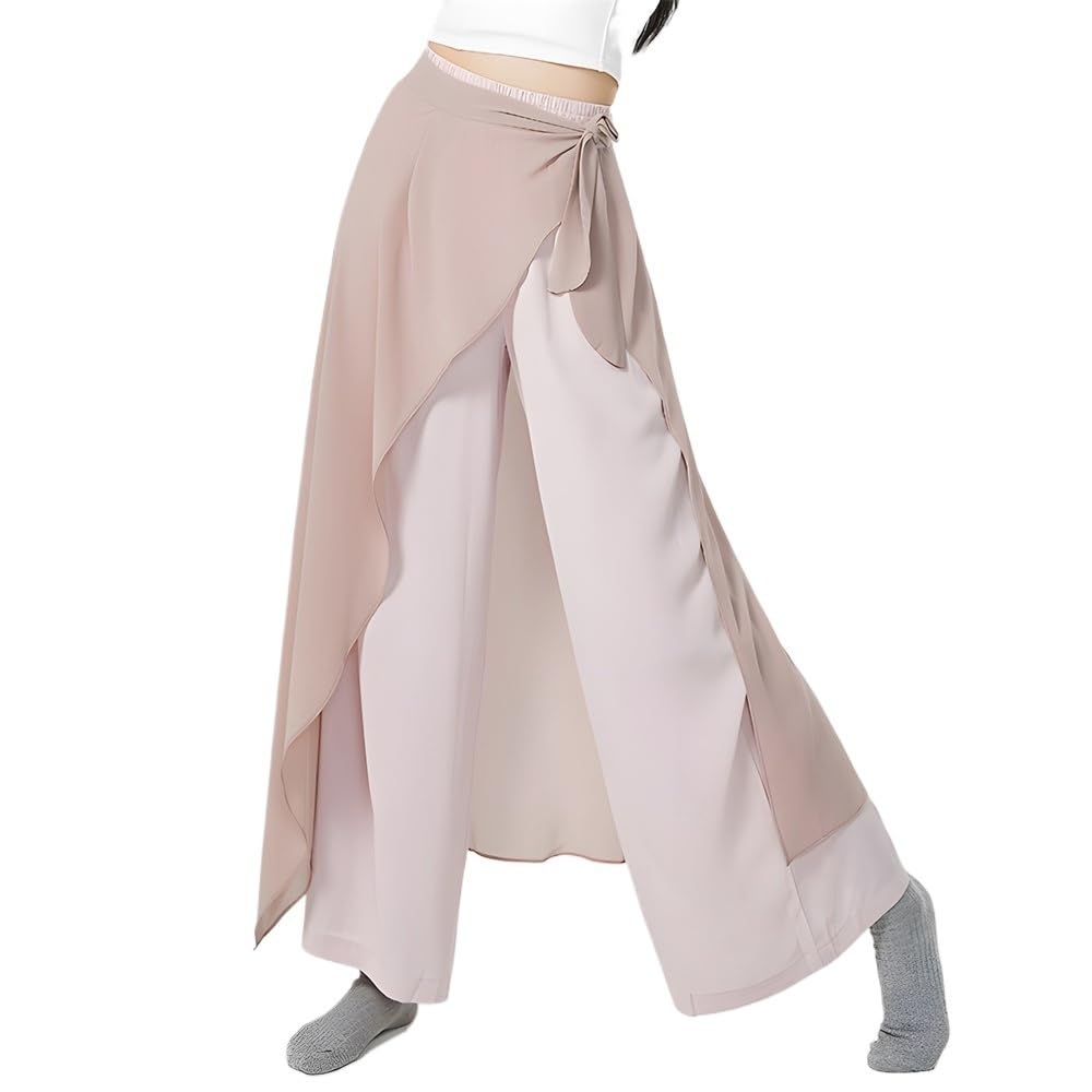 Pantalón de Baile Moderno for Mujer, Pantalones Holgados de Gasa de Pierna Ancha de Cintura Alta, práctica for Mujer