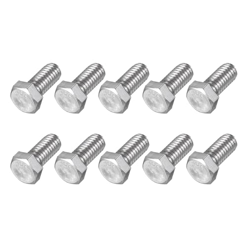 Image of METALLIXITY Hex Head Bolts (3 /8-16 x 3 /4 inch) 10Pcs, 304 Stainless Steel 18-8, Fully Threaded, External Hex Drive, Plain Finish, Hex Head Screw Bolt, Silver