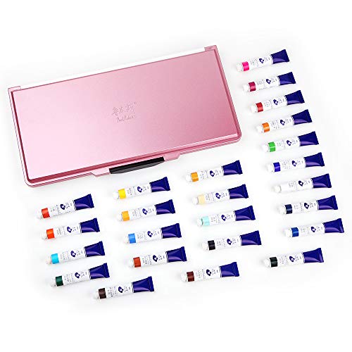 Paul Rubens Professional Watercolor Paint, Set of 24 Colors x 8ml Tubes Artist Grade Watercolor Painting Kit, with A Pink Palette, Vibrant Pigments, Perfect for Artist and Hobby Painters