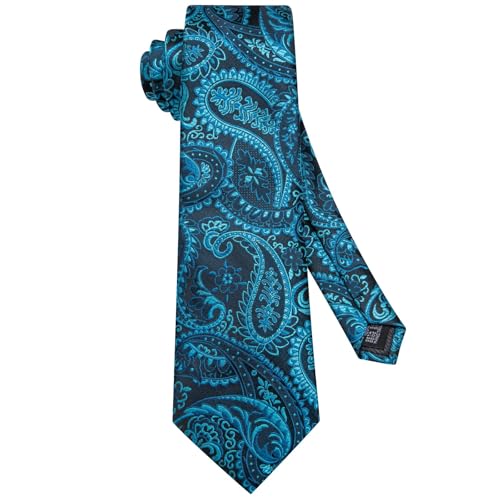Image of Dubulle Mens Tie Set Solid Paisley Silk Striped Necktie for Men with Cufflinks Tie and Pocket Square