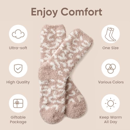 Snuggle Sac Warm Fuzzy Socks Christmas Socks for Women Super Soft Cozy Winter Slipper Socks Set Birthday Gifts For Her 4Pairs3