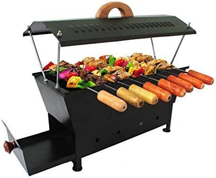 A TO Z HOME & KITCHEN Hut Shaped Compact Charcoal Barbeque Grill With 8 Sticks | Outdoor bbq grill tools for Camping Picnics Traveling (Black) - BBQGRILL