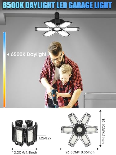 Lámpara de techo de taller con 6 paneles ajustables YIQIBRO de 185W 2
