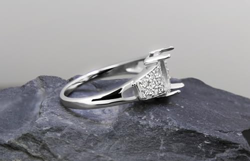 Silver Ring Blank 7x9mm Prong Setting Cubic Zirconia 19 Pcs Rhodium Plated Aesthetic Ring Base DIY4