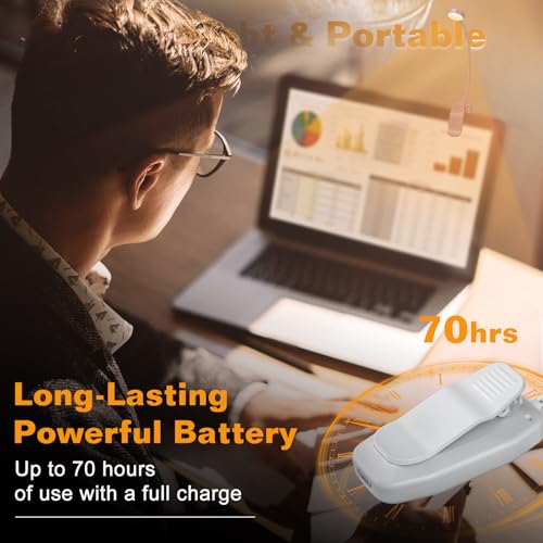 Image of KTEBO 2 Pack Rechargeable Book Light Clip-On Reading Light for Books in Bed | 9 eye-friendly modes from 3 color temperatures and 3 brightness, USB-C up to 30 hrs - Black & White