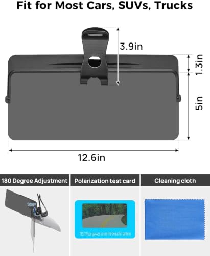 JOYTUTUS Sun Visor Extender for Compact SUVs and Sedans, Universal Anti-Glare Polarized Sun Visor Easy to Install, UV400 Visor Extension Protect from Glare/UV Ray/Stray Light, Safe Driving for Car - image 8