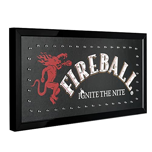 American Art Decor Framed Led Sign - Vintage Neon Sign - For Bar, Man Cave, Garage, Game Room & More (Fireball, 10" X 19" X 0.75") #TOP1