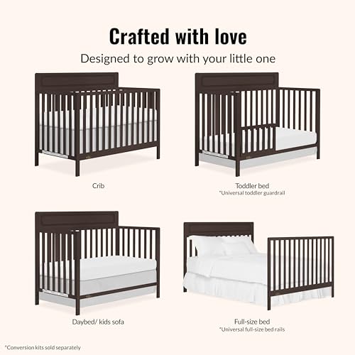 Image of Dream On Me Avery 5-in-1 Convertible Full-Size Baby Crib, Chocolate Chip