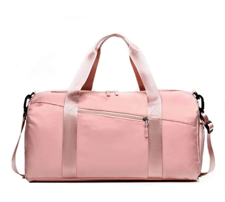 Abhsant Outdoor Waterproof Nylon Sports Gym Bags Men Women Training Fitness Travel Handbag Yoga Mat Sport Bag with Shoes Compartment (Pink)