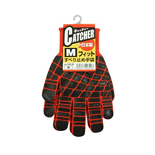 福徳産業 手袋 軍手 滑り止め 日本製 #932 M 赤 キャッチャー M