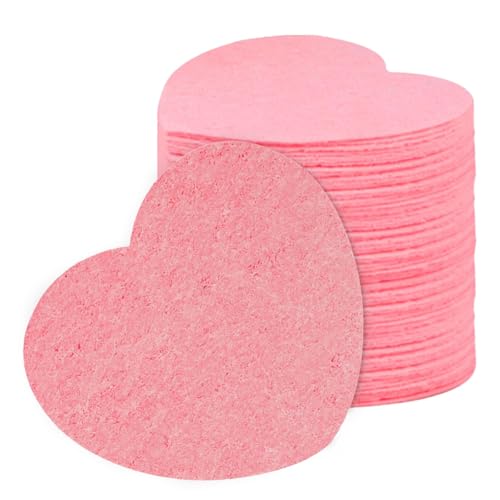 Heart Shape Facial Sponges - 20 Compressed Makeup and Cleansing Sponges for Deep Pore Cleaning, Face Powder, Spa and Makeup Removal