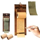 Vintage-Notiztafel mit Cutter, an der Wand montierter Kraftpapierspender mit 2 Rollen Zeichenpapierrollenhalter, Retro-Holzblock zum Aufhängen für Café-Menüs, To-Do-Listen-Notizblock Tan set