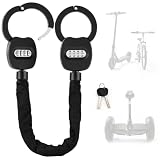 TLGREEN E Scooter Schloss, 4-Stelliges Zahlenschloss, 6 mm Stahlkette+360°Drehgelenk, Wasserdicht,Robust, inkl.2 Schlüssel für Code-Reset,93CM E Roller Schloss für E-Scooter Fahrräder E-Bike Motorrad