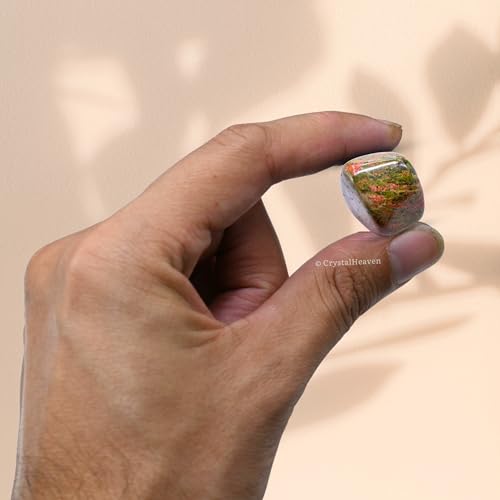 Image of Certified Unakite Crystal Healing Tumbled Stone, Natural Polished Crystals for DIY Crafts, Manifestation, Meditation, Pooja Feng Shui and Reiki Healing (30 Grams)