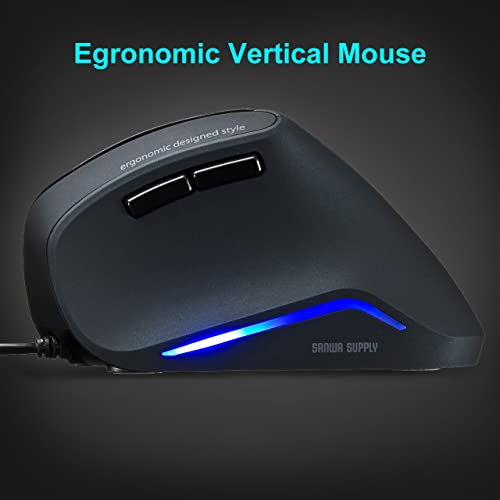 Sanwa Wired Ergonomic Mouse, Optical Vertical Computer Mice, Silent Noiseless Click, Reduce Wrist Strain, (1000/1600 Dpi, 6 Buttons) Compatible With Macbook, Laptop, Windows, Mac Os #TOP7