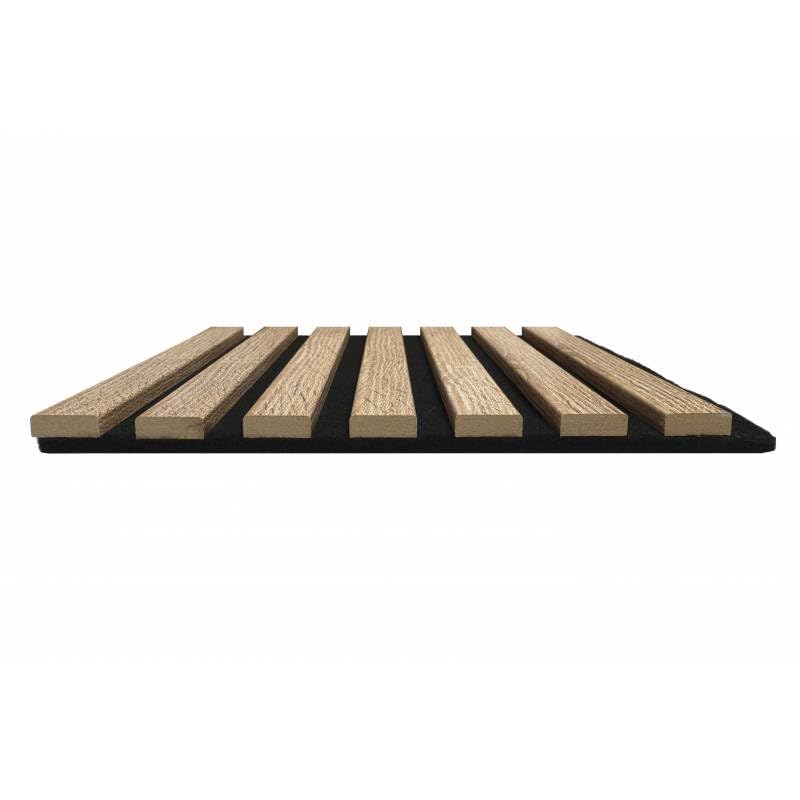 Lot de 7 Panneaux tasseaux bois 250 x 30 x 2 cm - décor chêne clair fond noir - 5,25m²
