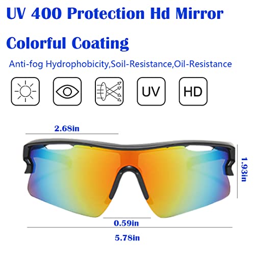 Sports Sunglasses For Men Women Youth Baseball Cycling Running Driving Fishing Golf Motorcycle Outdoor Glasses Uv400 (Black Frame Red Film+ Box) #TOP4